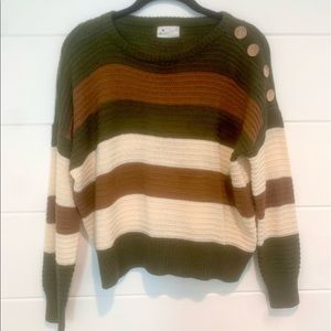 Green, Brown, Cream striped sweater
